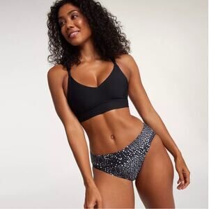 CALIA Strappy Back Ruched Bikini Top Small NWT Black UPF 50+